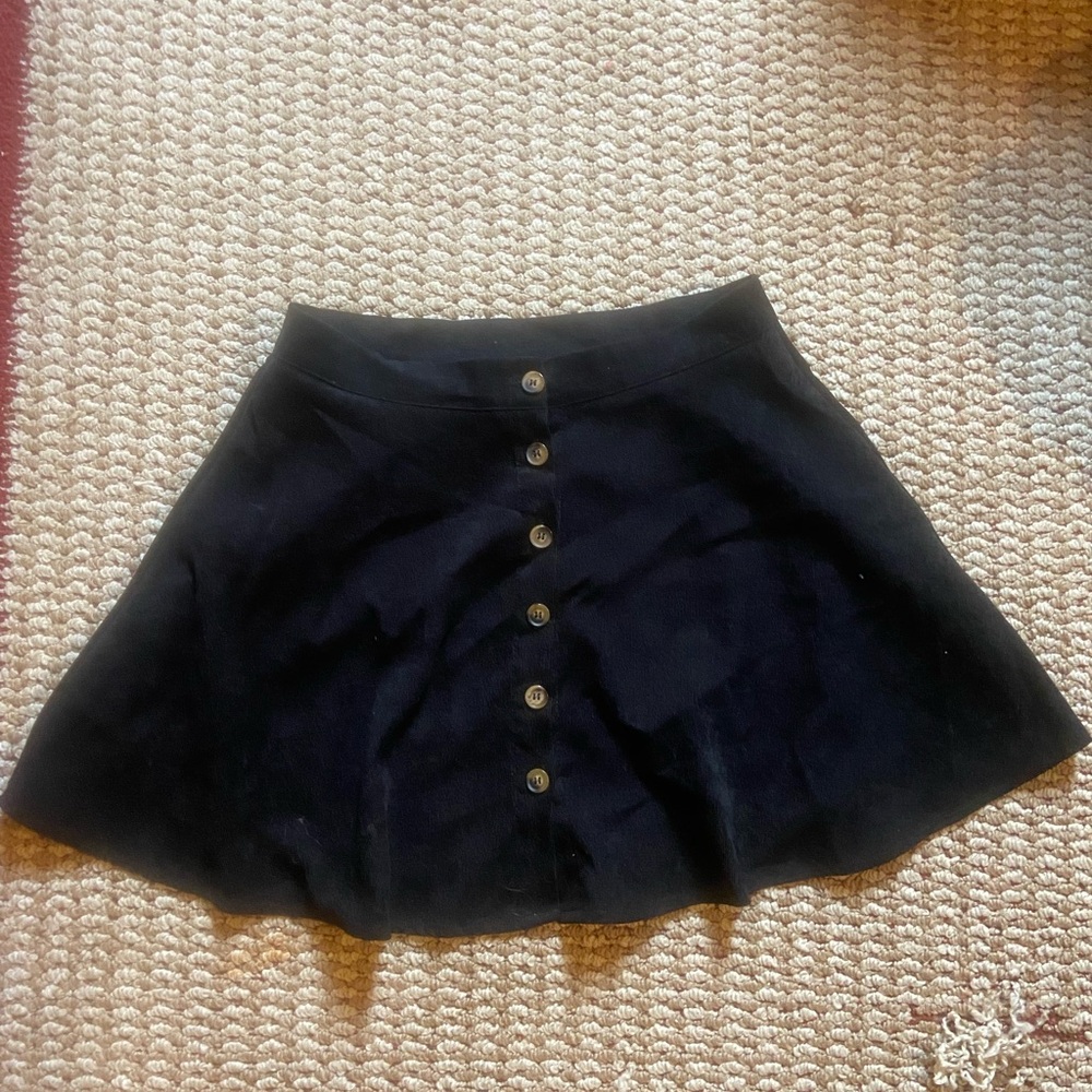 HALARA Black Skater Skirt with Button Details